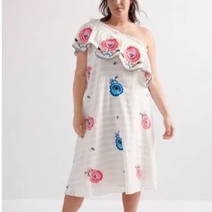 Anthropologie plenty dress floral 1x. One shoulder.